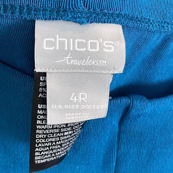 NEW $69 Chicos 4 Travelers Plus 20/22 No Tummy Pants Slinky Knit Aurora Teal - Picture 6 of 8